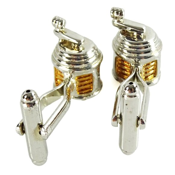 Fishing Reel Cufflinks Fisherman Fishing Cuff Links Figural Novelty - Picture 3 of 3